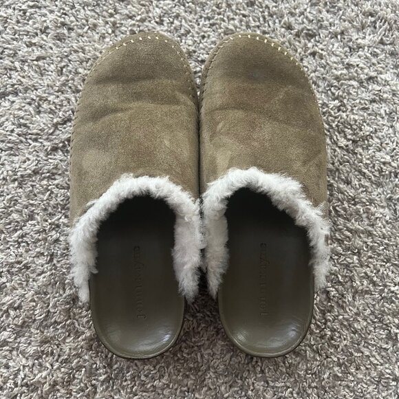 JENNI KAYNE Shearling-Lined Moc Clog Suede in Laurel Green Size 39 Size 9 - Picture 3 of 16